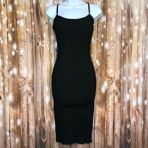 Fashion Nova Black Ribbed Bodycon Dress